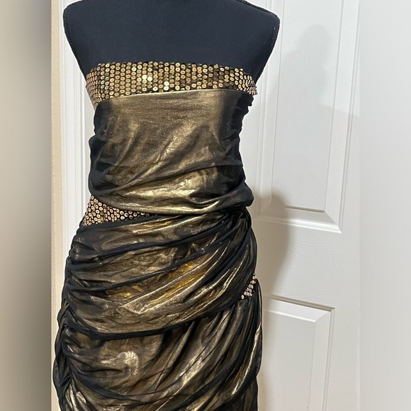 Z. CAVARICCI  GOLD SEQUINS SPLICE TUBE DRESS WOMENS SIZE 22 - Picture 4 of 12